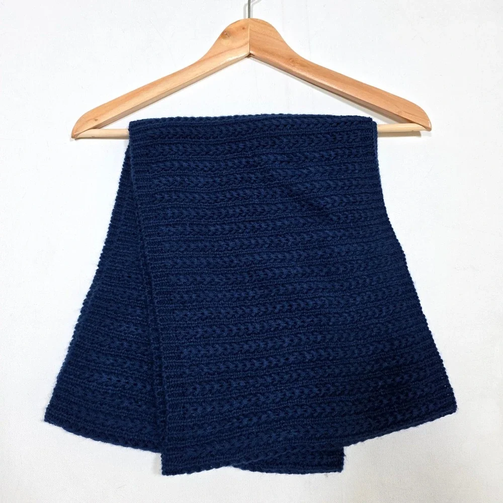 Infinity Scarf Navy Blue Cable Knit Winter Neck Warmer Chunky Cold Weather Wear